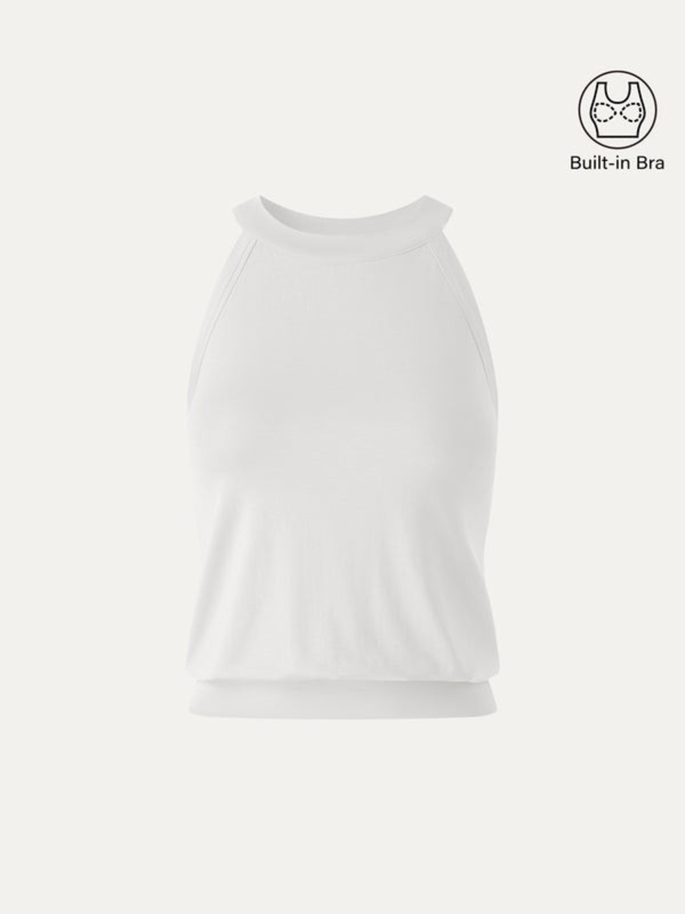 OGL Off White Halter Neck Banded Hem Bra Tank